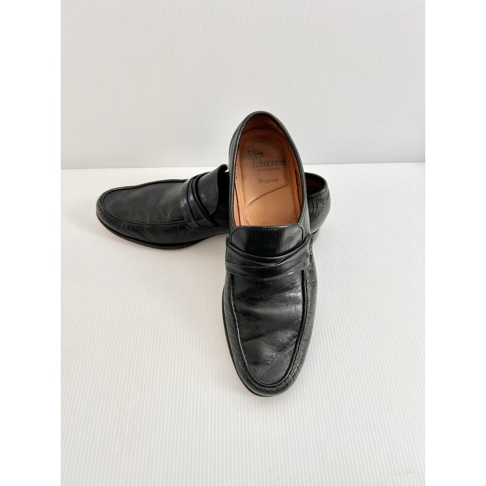 Allen Edmonds Bergamo Leather Loafers Black Shoes Men Size 9.5 D Slip on Italy